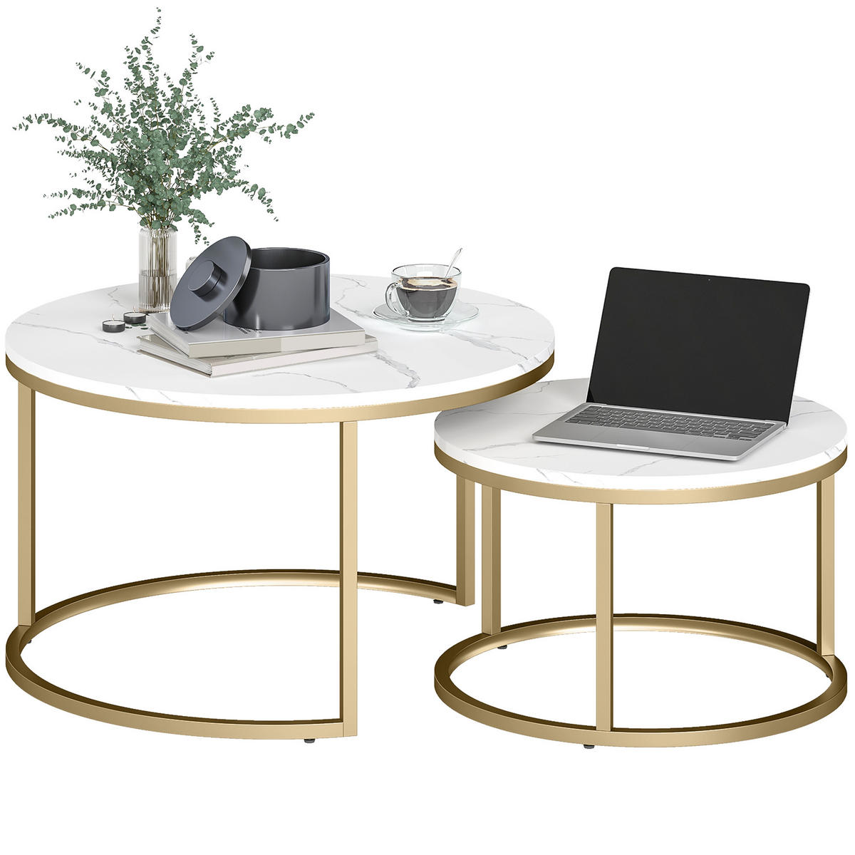 COUCHTISCH DE-15794 2er-Set nestbar Weiß - Weiß, Metall (78.5/78.5/46.5cm) - ComfortXL