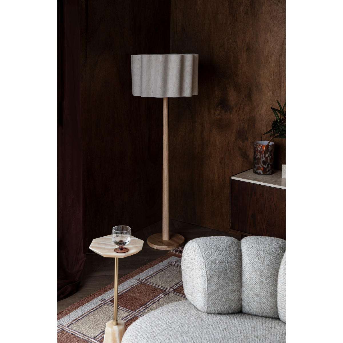 STEHLAMPE Scallop Natur - Naturfarben, Holz (30/50/149cm) - Dutchbone