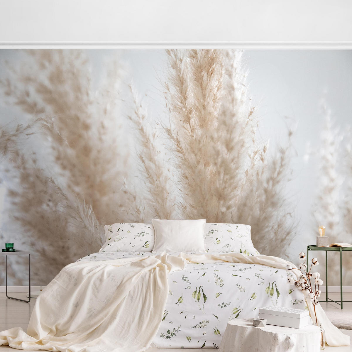 FOTOTAPETE Zartes Pampasgras Close Up 336/225 cm - Eichefarben, Papier (336/225cm) - Bilderwelten