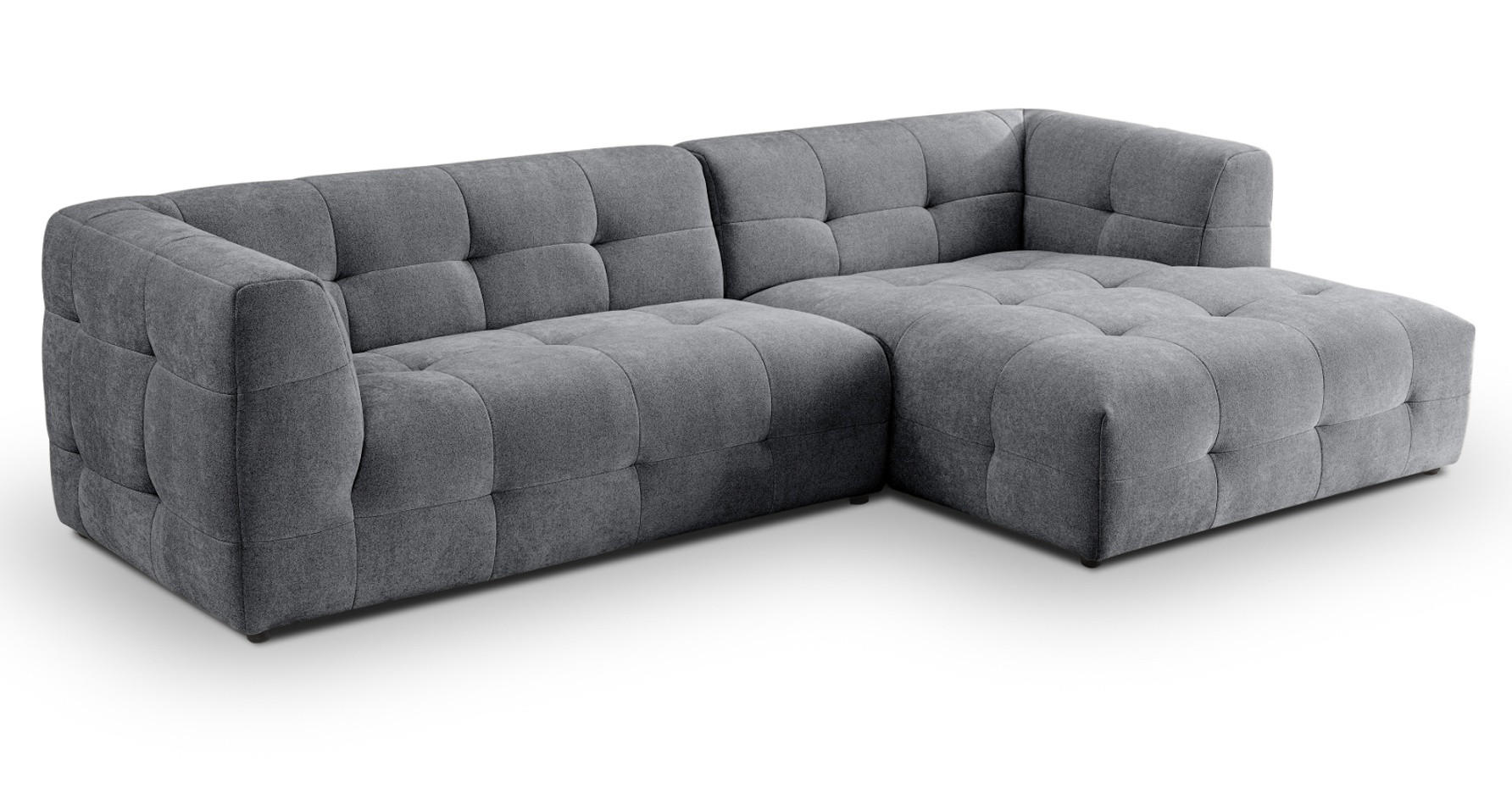 SOFA grau Webstoff 292 x 161 cm, Ecksofa 5-Sitzer, L-Sofa Ottomane rechts - Grau, Holz/Textil (292/161cm) - Inn.Furn