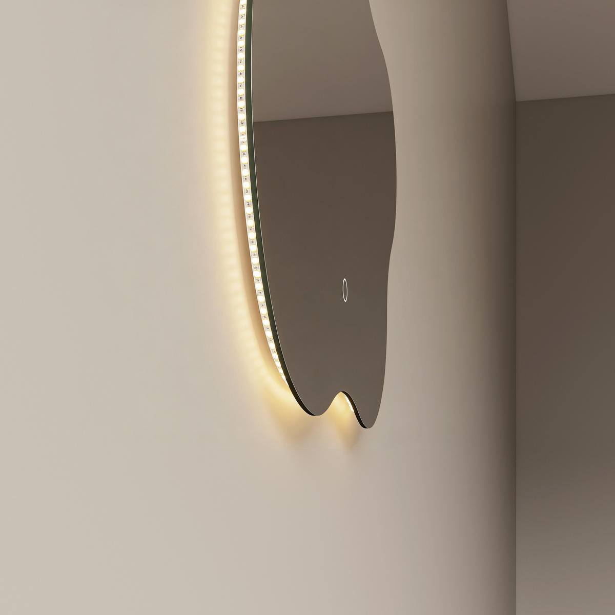 BADSPIEGEL asymmetrisch mit LED-Beleuchtung, Antibeschlag 60/50/3 cm - Transparent, Glas (60/50/2.9cm) - EMKE