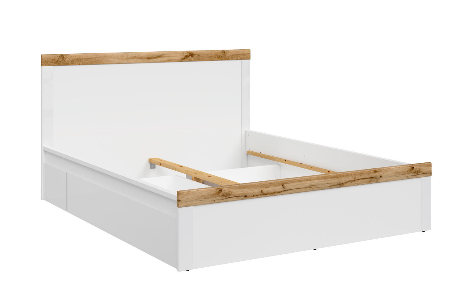 BETT Holten weiß / Eiche Wotan 169 / 200 / 100,5cm - Eichefarben/Weiß, Holz/Holzwerkstoff (160/200cm) - Feldmann-Wohnen