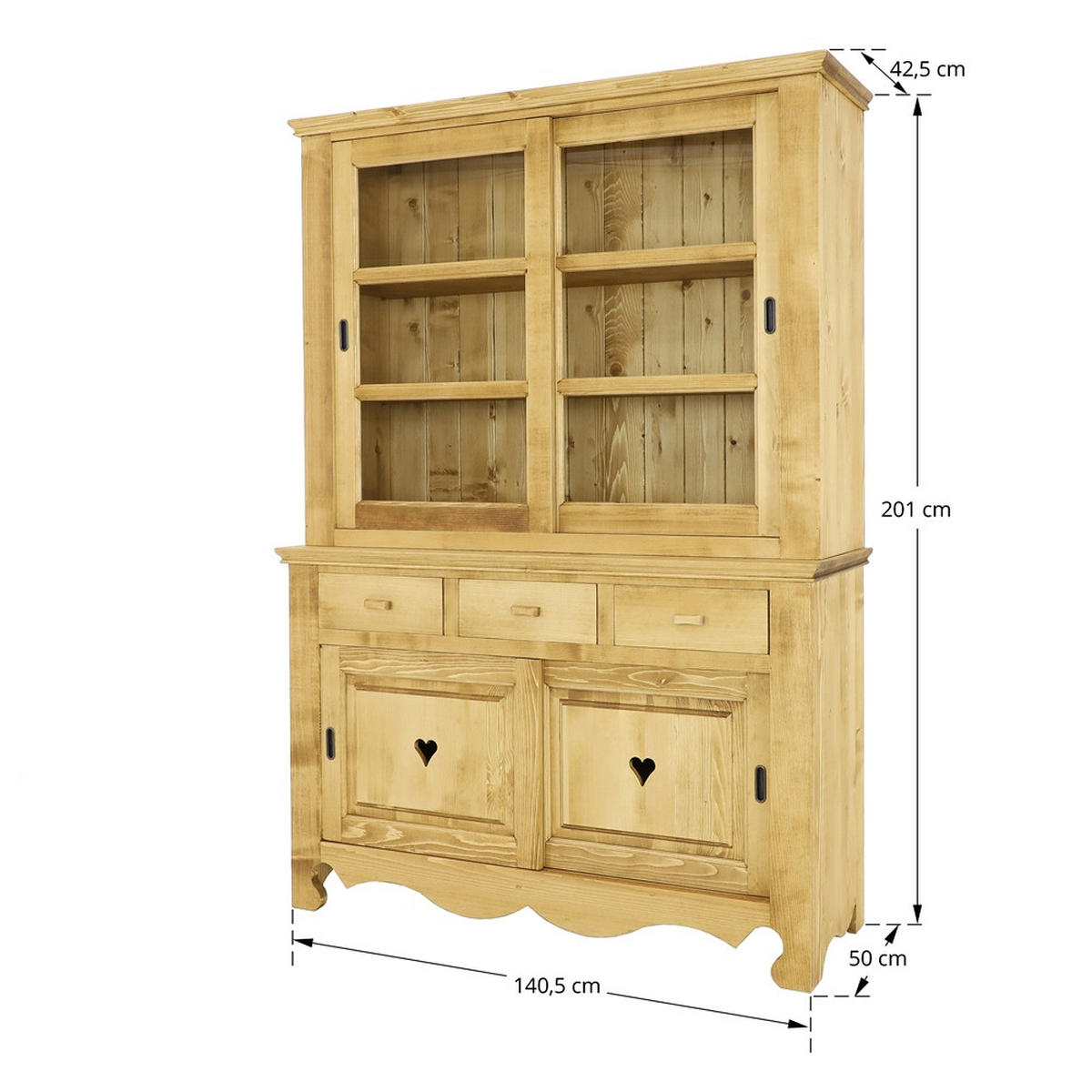 VITRINE aus Massivholz MEXICANA - Honig, Holz (140.5/201/50cm) - Seart