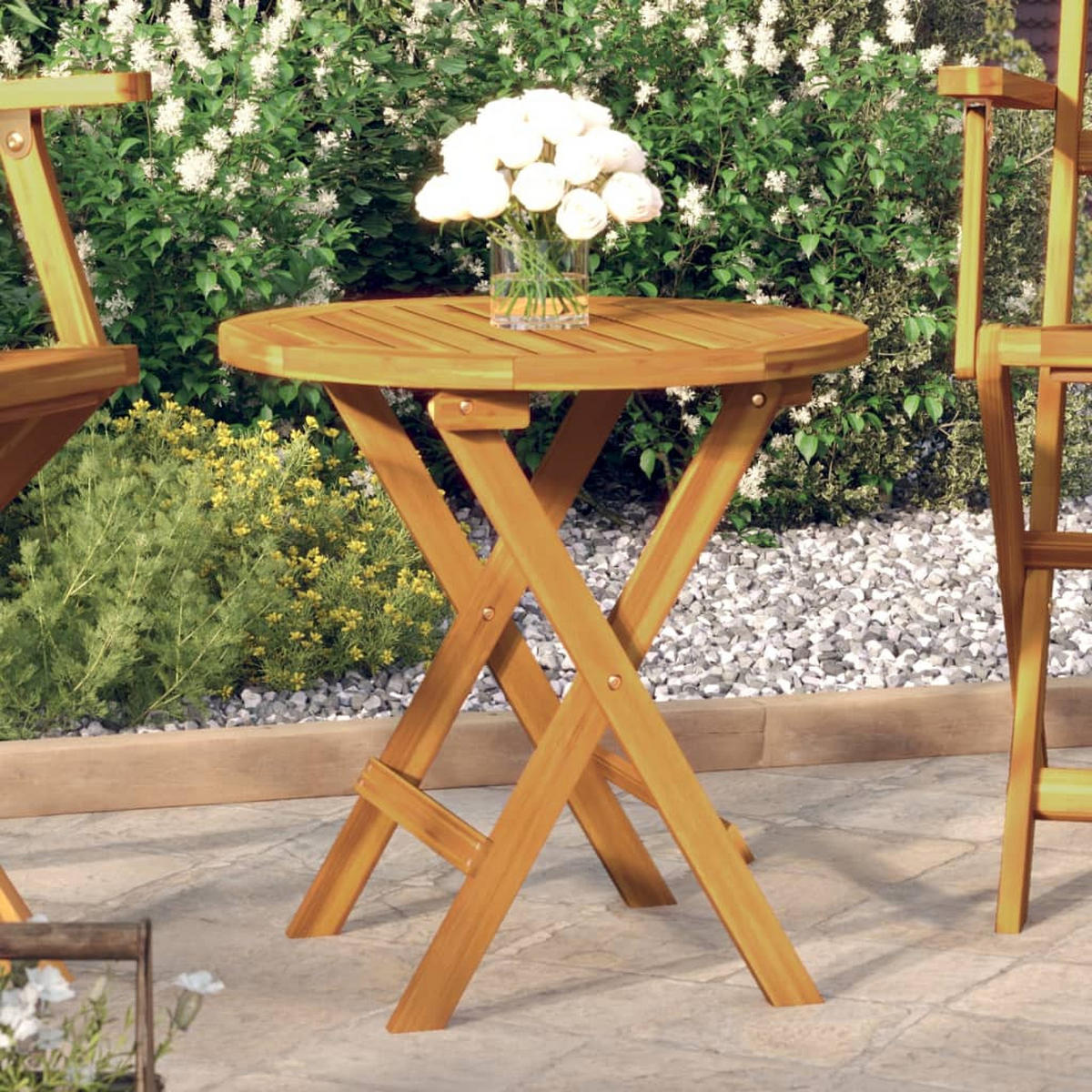 BISTROTISCH Ø46/47 Cm Massivholz Akazie - Braun, Holz (46/46/47cm) - vidaXL