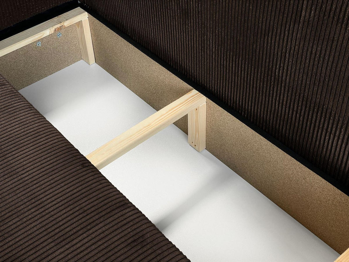 WOHNLANDSCHAFT Gepolstertes CARLO U Cord mit Schlaffunktion und Bettkasten, Poso 06 - Braun, Textil (315/83/143cm) - Lookway