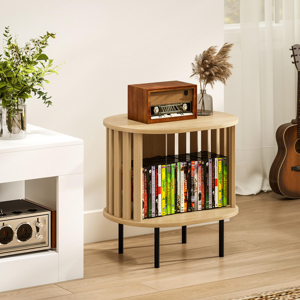 BEISTELLTISCH DE-15813 ovale Lattenablage Naturholz - Naturfarben, Holzwerkstoff (50/39/50cm) - ComfortXL
