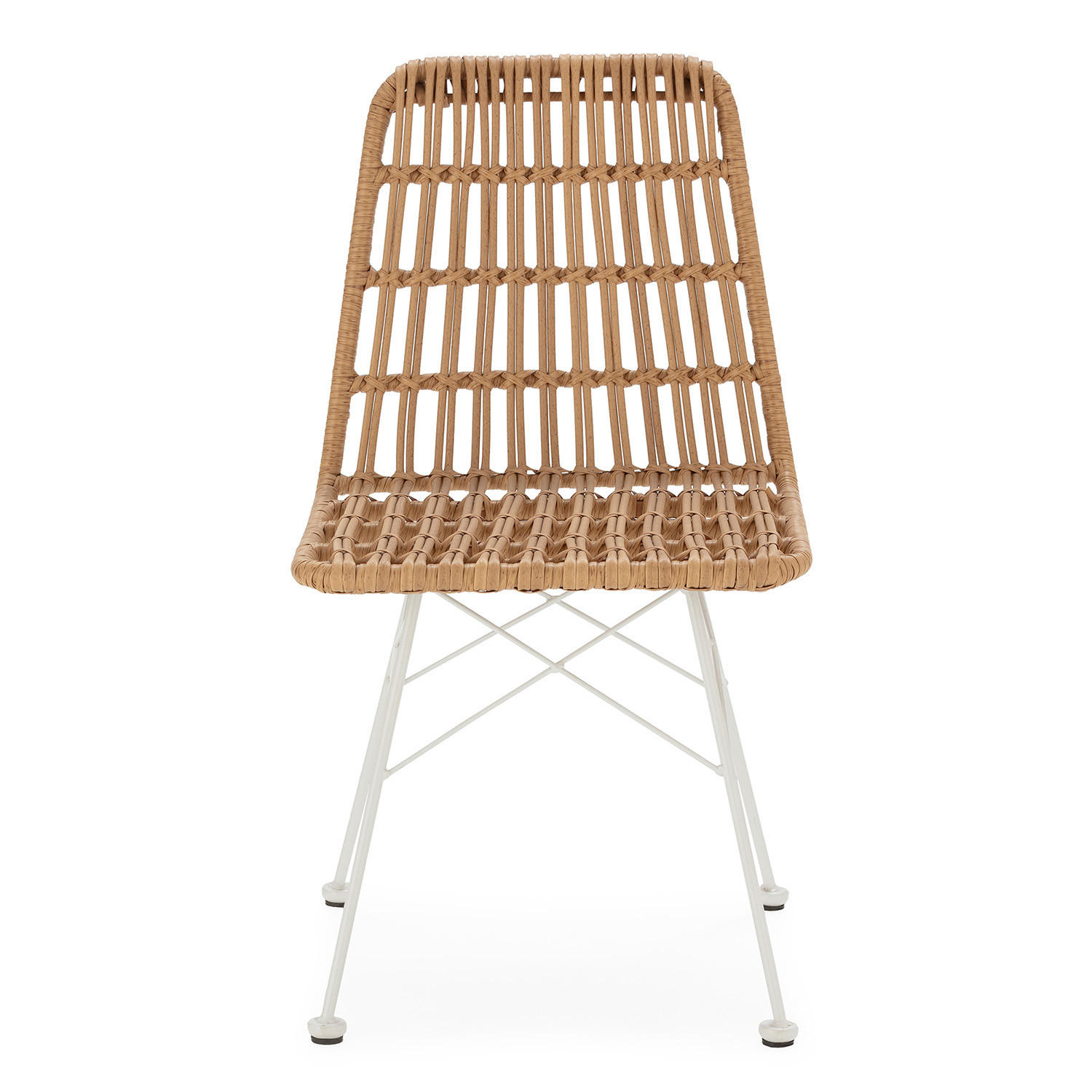 STUHL-SET 2 Aitana, Ratan/Weiß - Weiß, Kunststoff/Metall (48/85/61cm) - VS Venta-stock