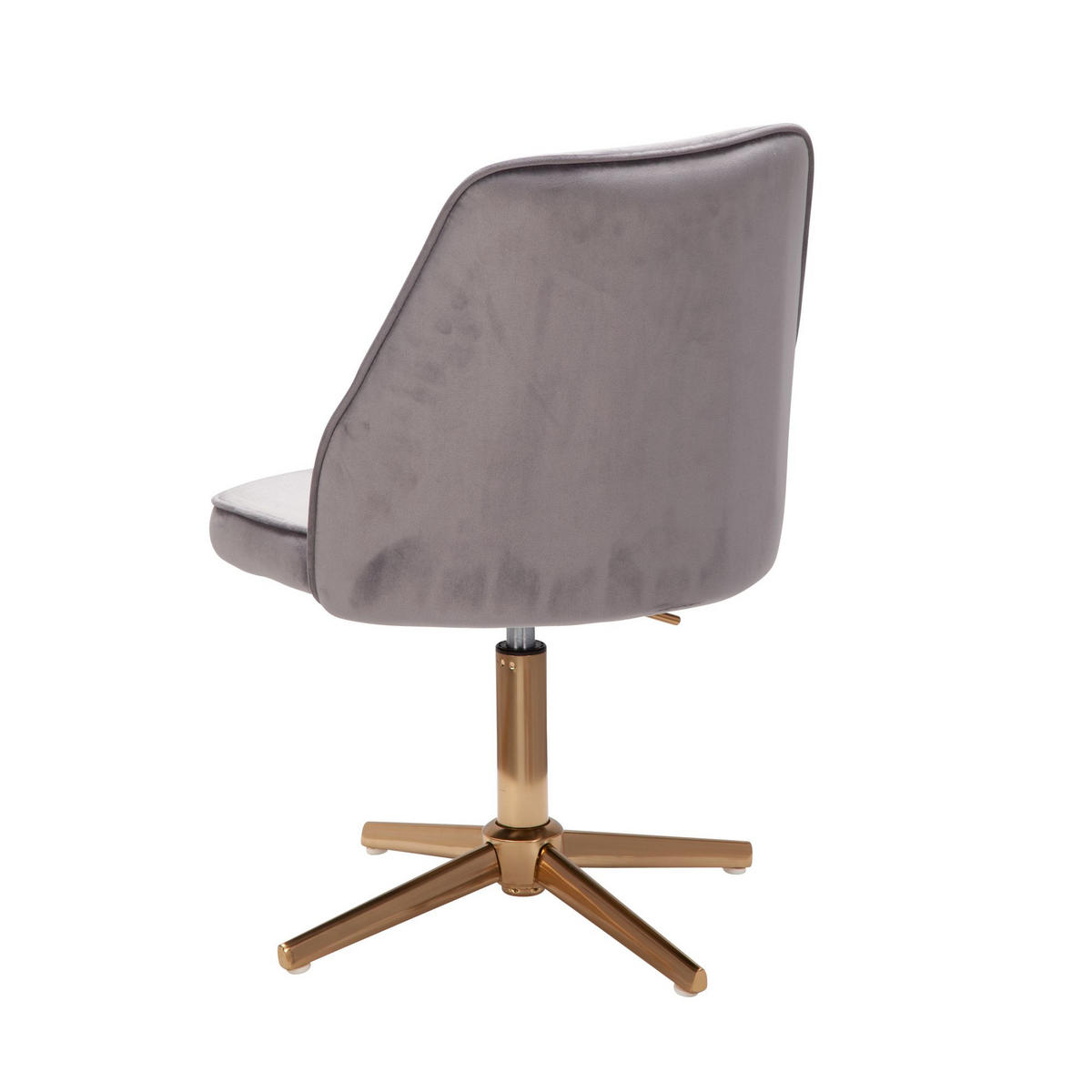 DREHSTUHL Samt mit Höhenverstellung, Eisenfuß und 360° Drehfunktion TANARO, Grau 60x60x100 cm - Goldfarben/Grau, Textil/Metall (60/100/60cm) - KADIMA DESIGN