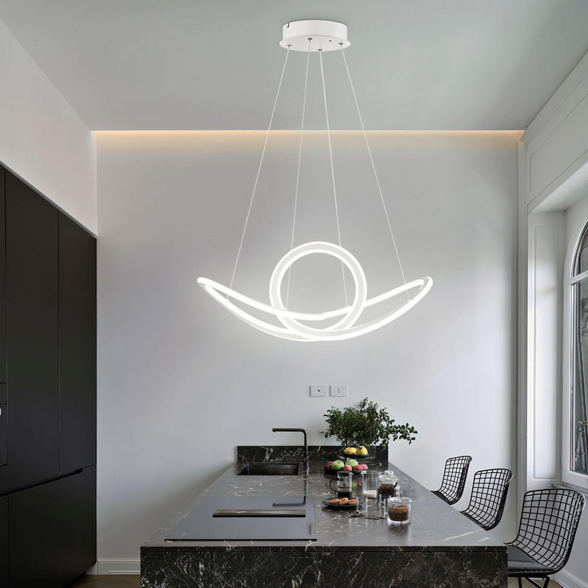 LED HÄNGELEUCHTE Metall Weiß - Weiß, Metall (73/73/150cm) - Wofi