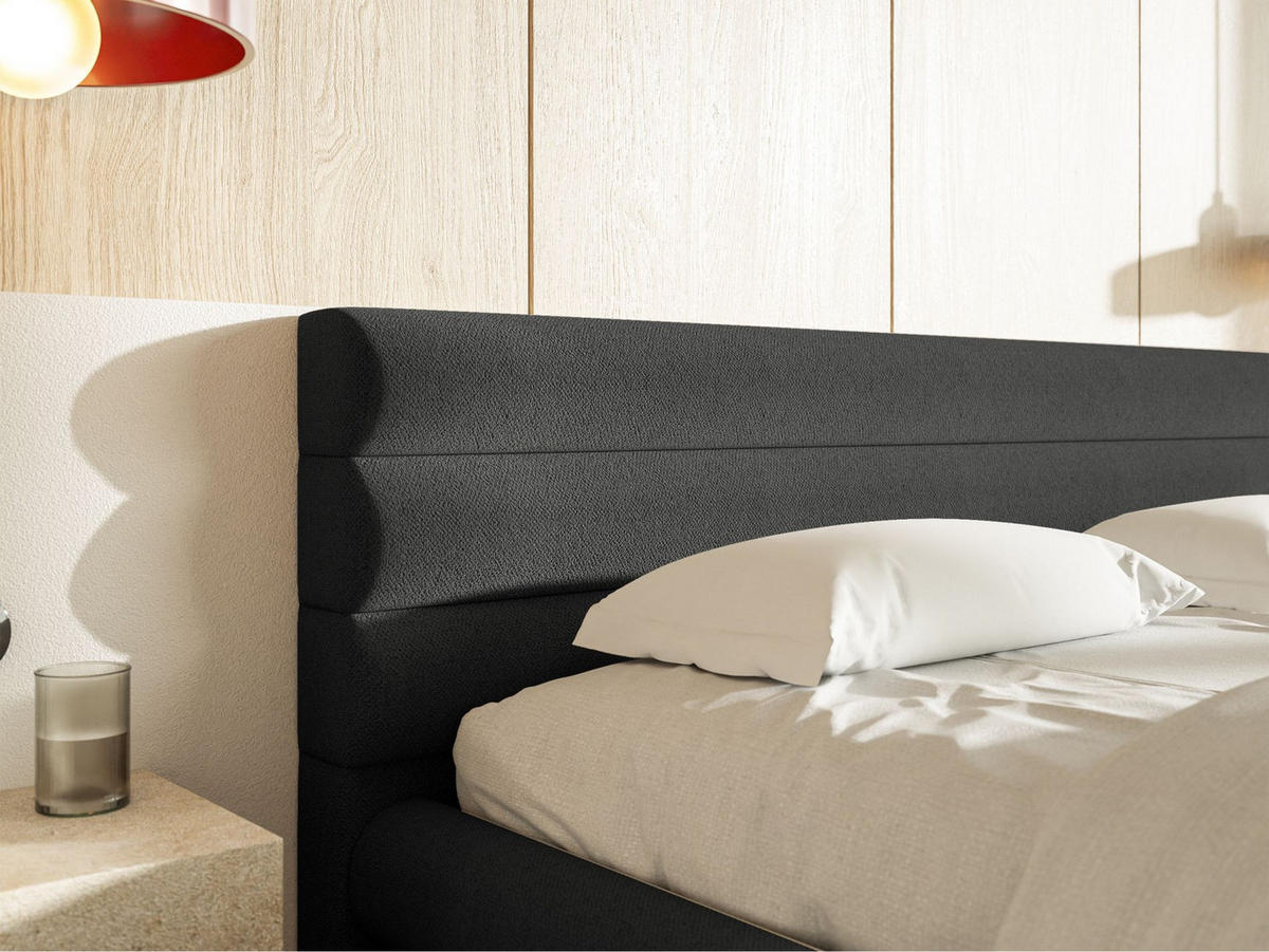 POLSTERBETT Alegre Grafit Chenille 140x200 cm - Schwarz/Graphitfarben, Holz/Textil (140/200cm) - Selsey