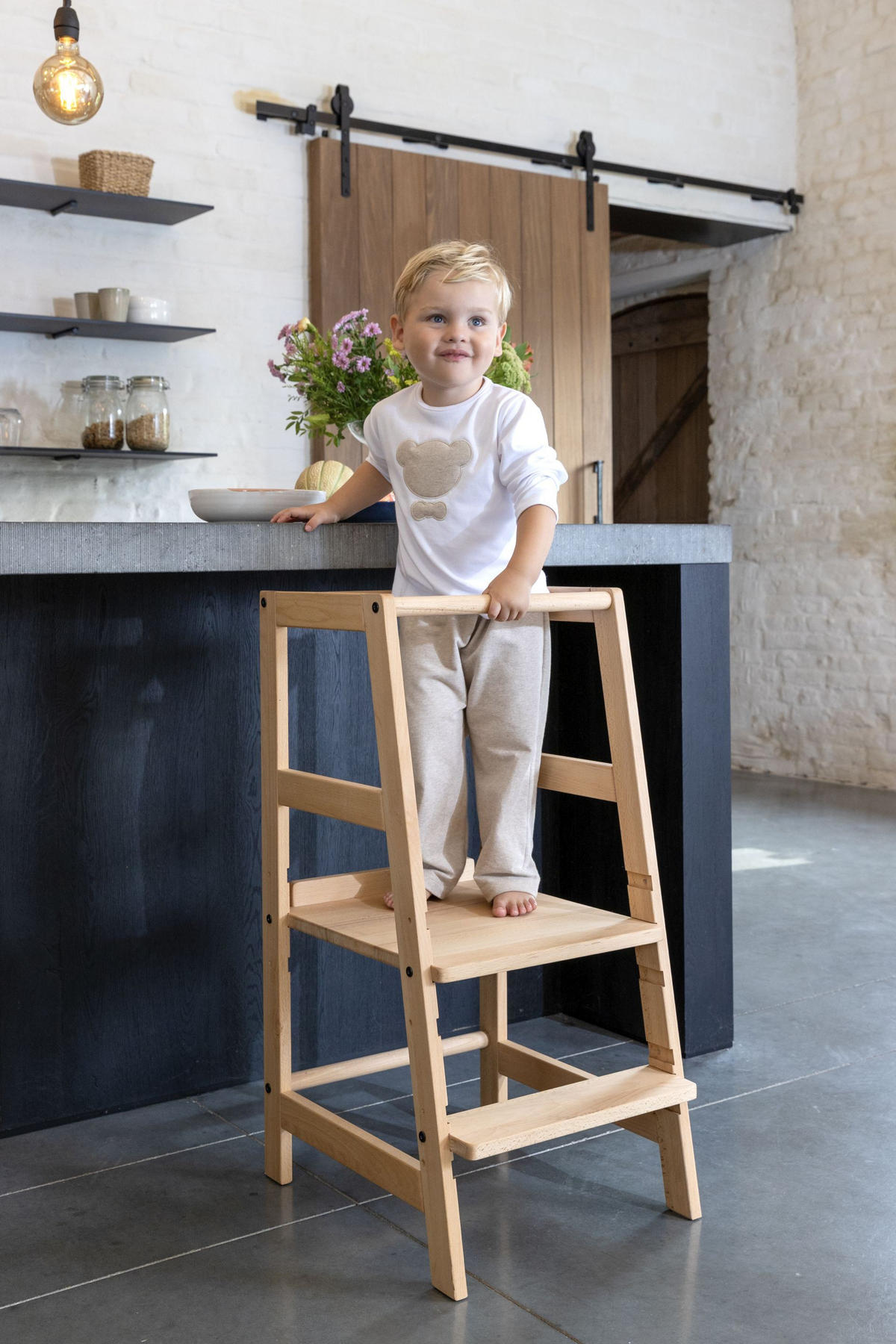 LERNTURM Kefira Massivholz Buche Natur mitwachsend stabil standfest - Buchefarben, Holz (41/85/48cm) - 58aufmkessel