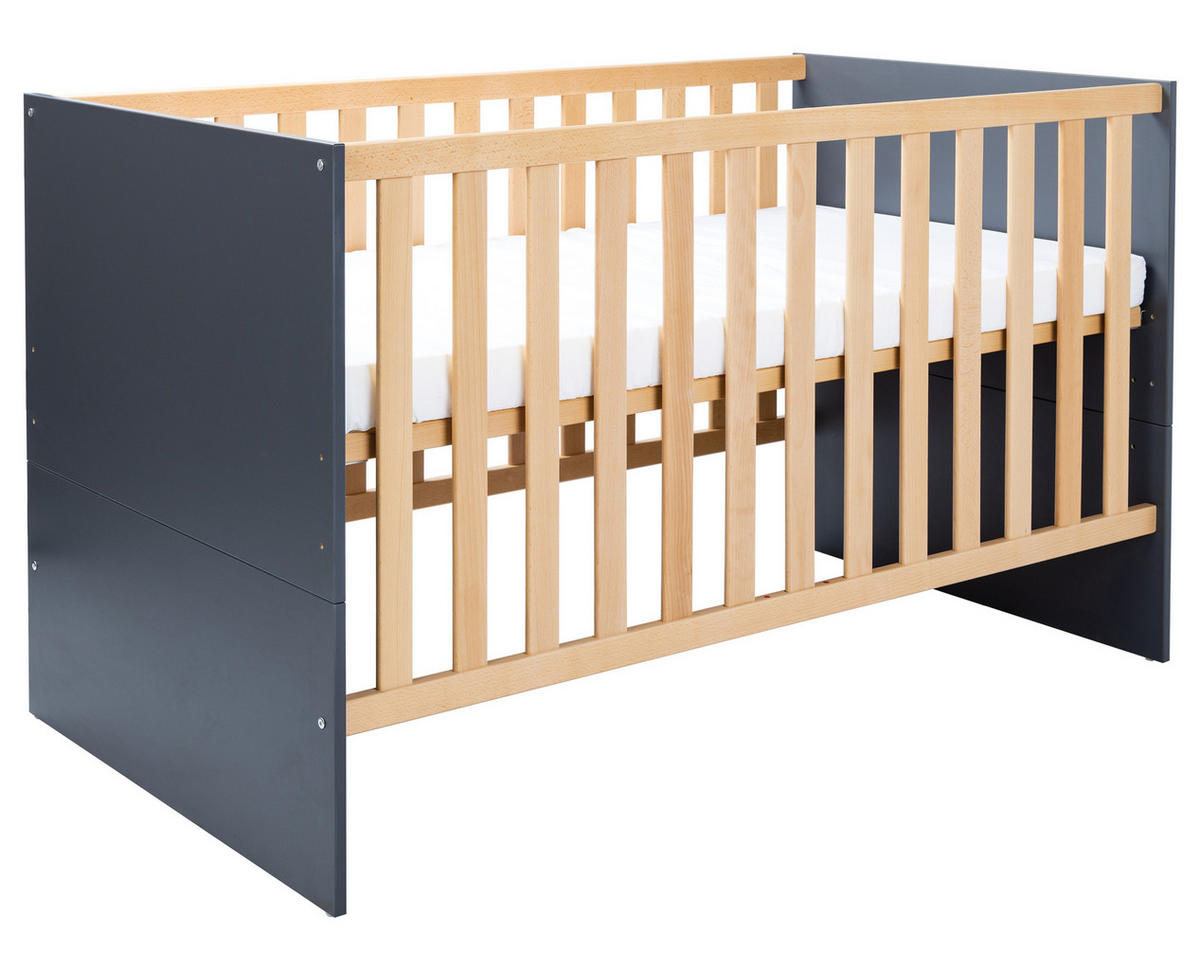 BABYBETT Alessio 70 x 140 cm Anthrazit - Anthrazit/Eiche Artisan, Holz/Holzwerkstoff (70/140cm) - arthur berndt