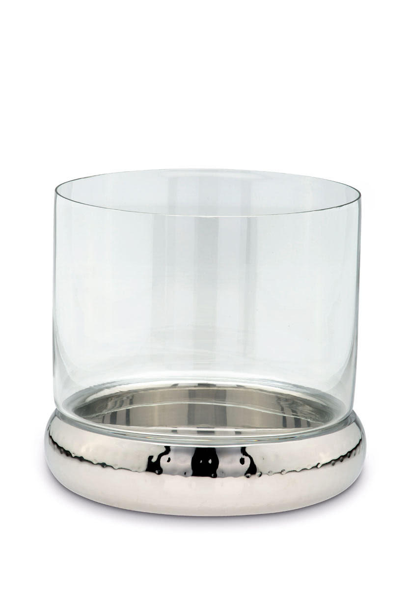 WINDLICHT/KERZENHALTER gehämmert Ø 24 cm - Silberfarben, Paraffin (24/24/24cm) - Hermann Bauer jun. Kollektion GmbH