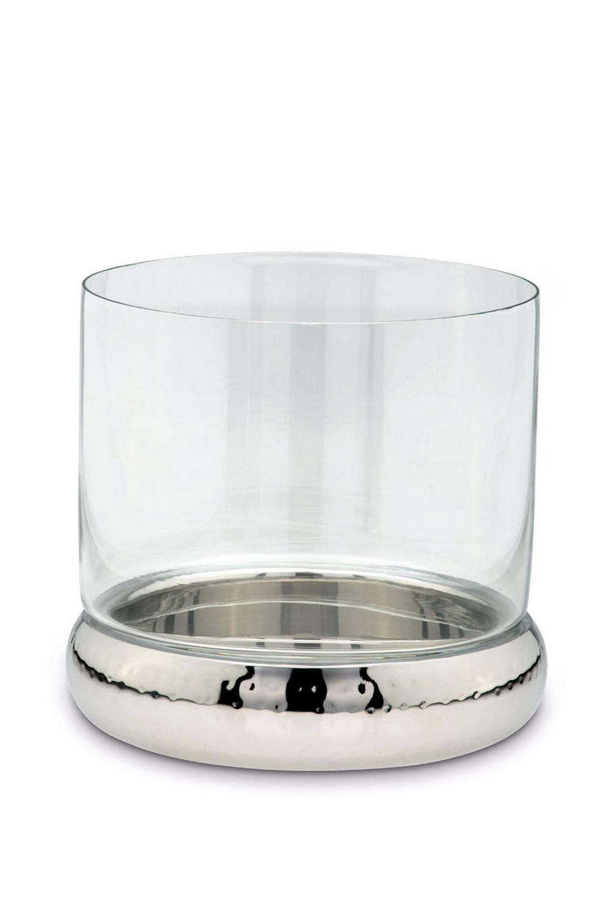 WINDLICHT/KERZENHALTER gehämmert Ø 24 cm - Silberfarben, Paraffin (24/24/24cm) - Hermann Bauer jun. Kollektion GmbH