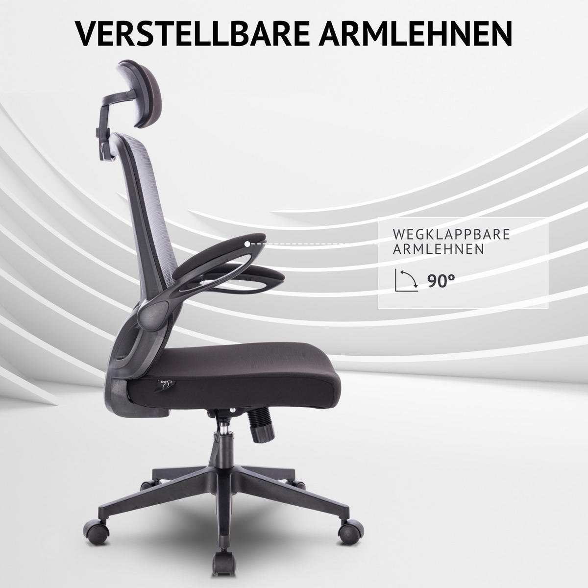 DREHSTUHL SAM Stoffbezug Schwarz - Schwarz, Textil (62/122/55cm) - SVITA