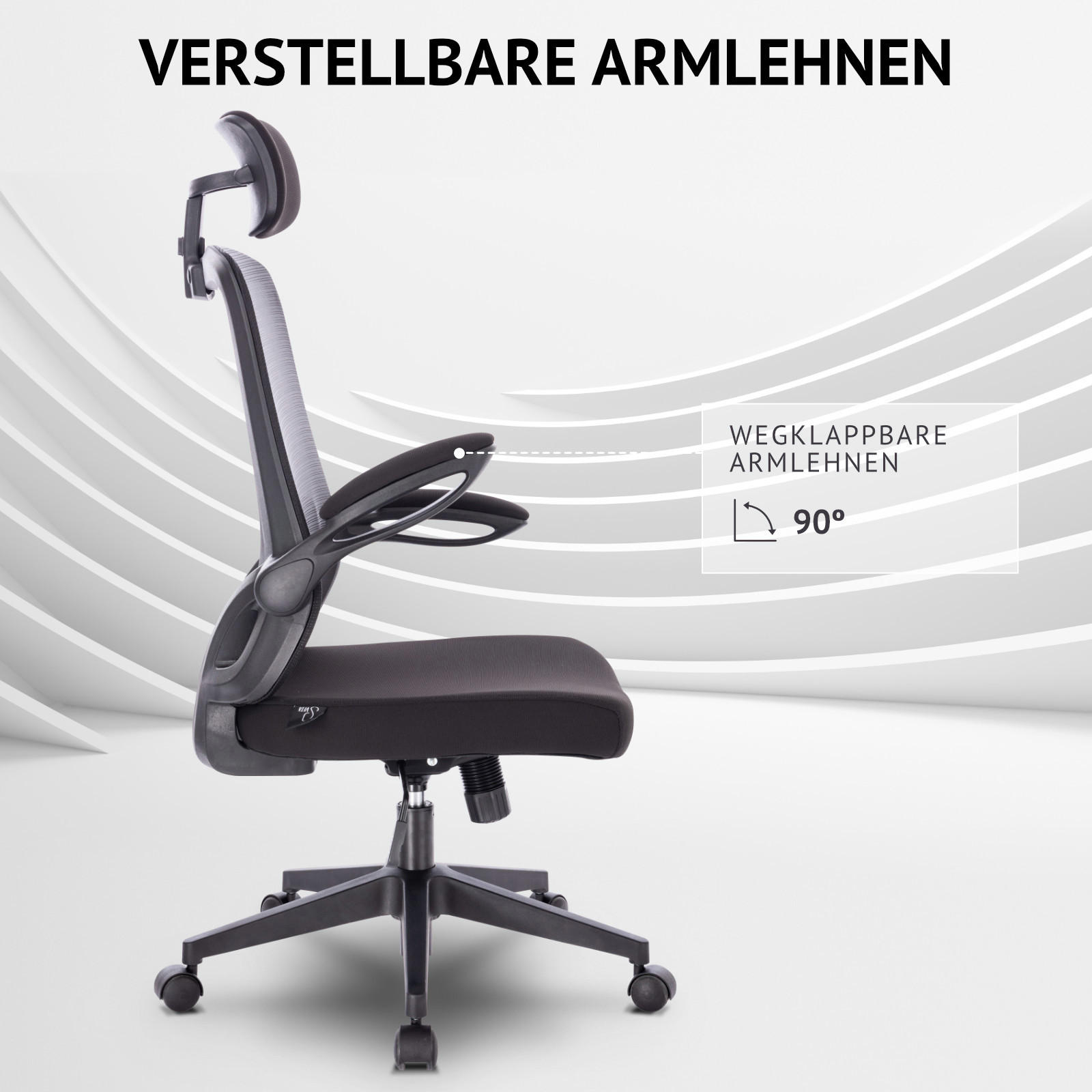 Thumbnail - Svita Drehstuhl, Schwarz, Textil, 62x122x55 cm, Arbeitszimmer, Bürostühle, Drehstühle