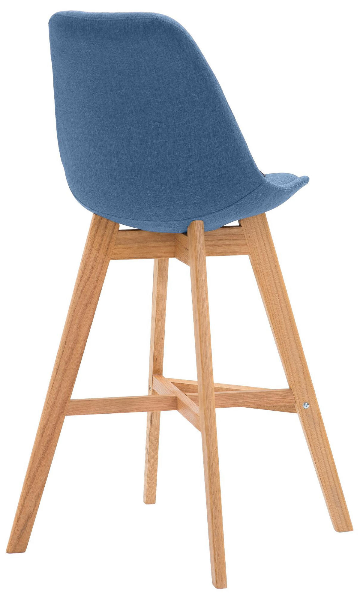 BARHOCKER 2er Set Stoff Blau - Blau/Eukalyptusholzfarben, Holz/Textil (48/112/56cm) - CLP