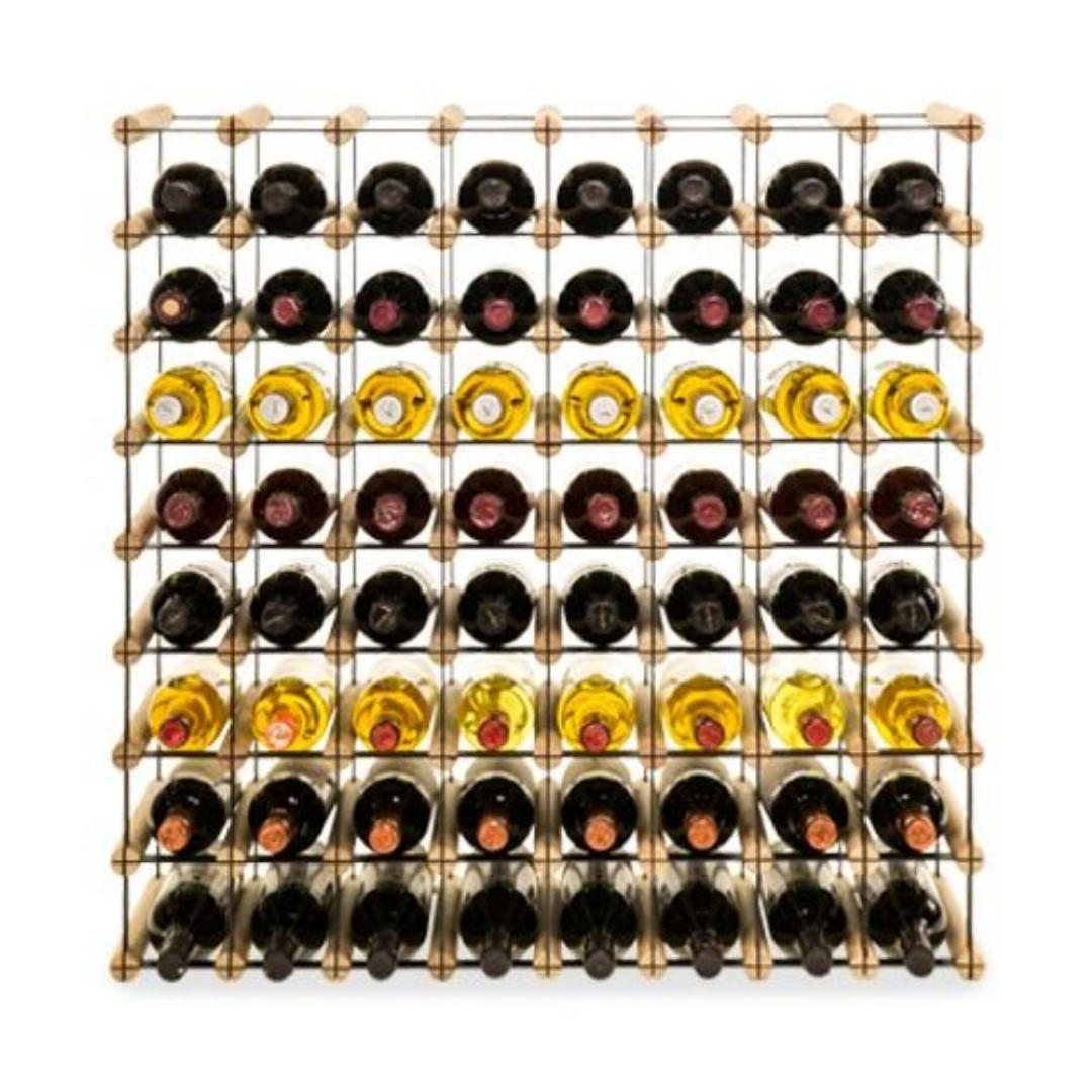 WEINREGAL Vinotega Mod Metal 82,5x82,5x24,5 cm 8x8 Flaschen Massives Kiefernholz Natur - Naturfarben, Holz (82.5/82.5/24.5cm) - PROREGAL