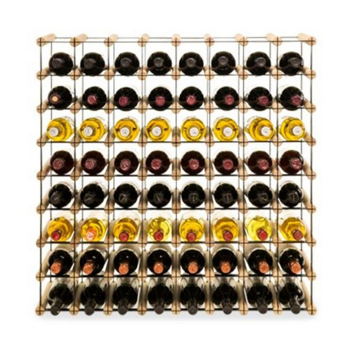 WEINREGAL Vinotega Mod Metal 82,5x82,5x24,5 cm 8x8 Flaschen Massives Kiefernholz Natur - Naturfarben, Holz (82.5/82.5/24.5cm) - PROREGAL