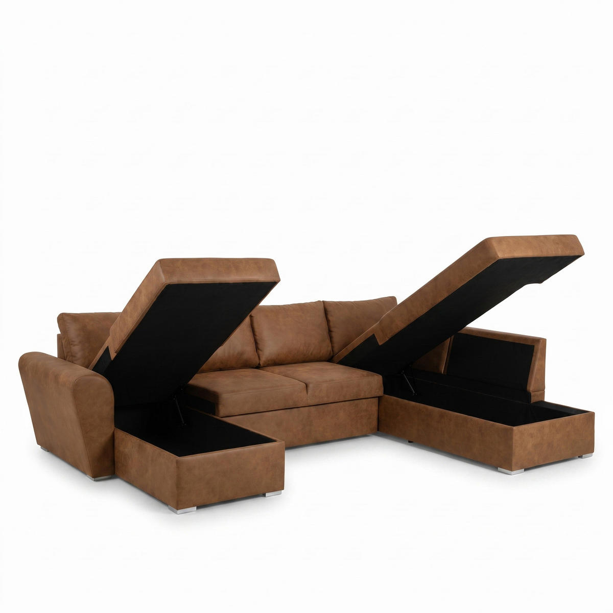 ECKSCHLAFSOFA, Stefan, Braun, Kunstleder, links, 203 x 160 x 85 cm - Braun, Leder/Textil (203/160cm) - ebuy24