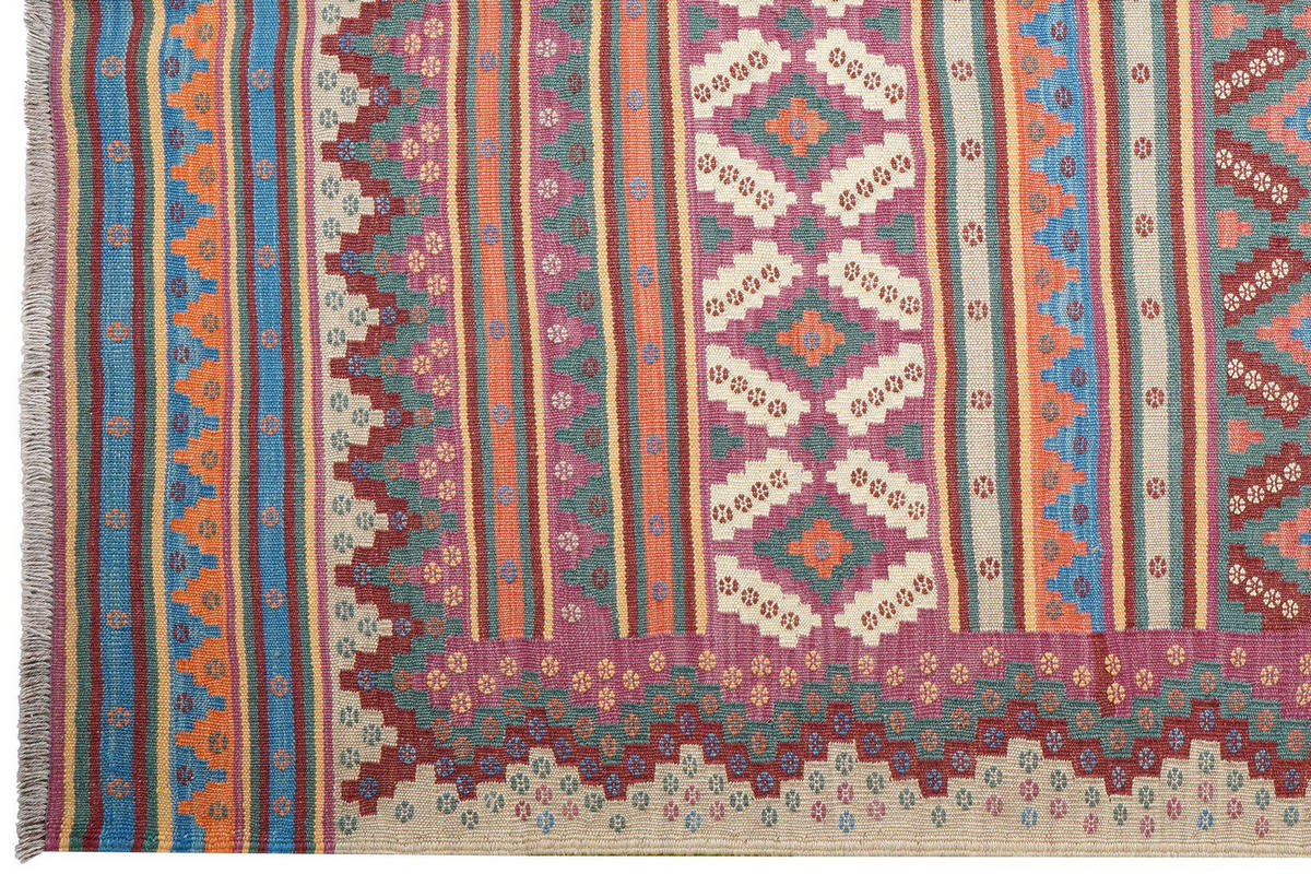 HANDWEBTEPPICH Sumak Sirdjan Mehrfarbig 242/160 cm Schurwolle - Multicolor, Textil (160/242cm) - Looma