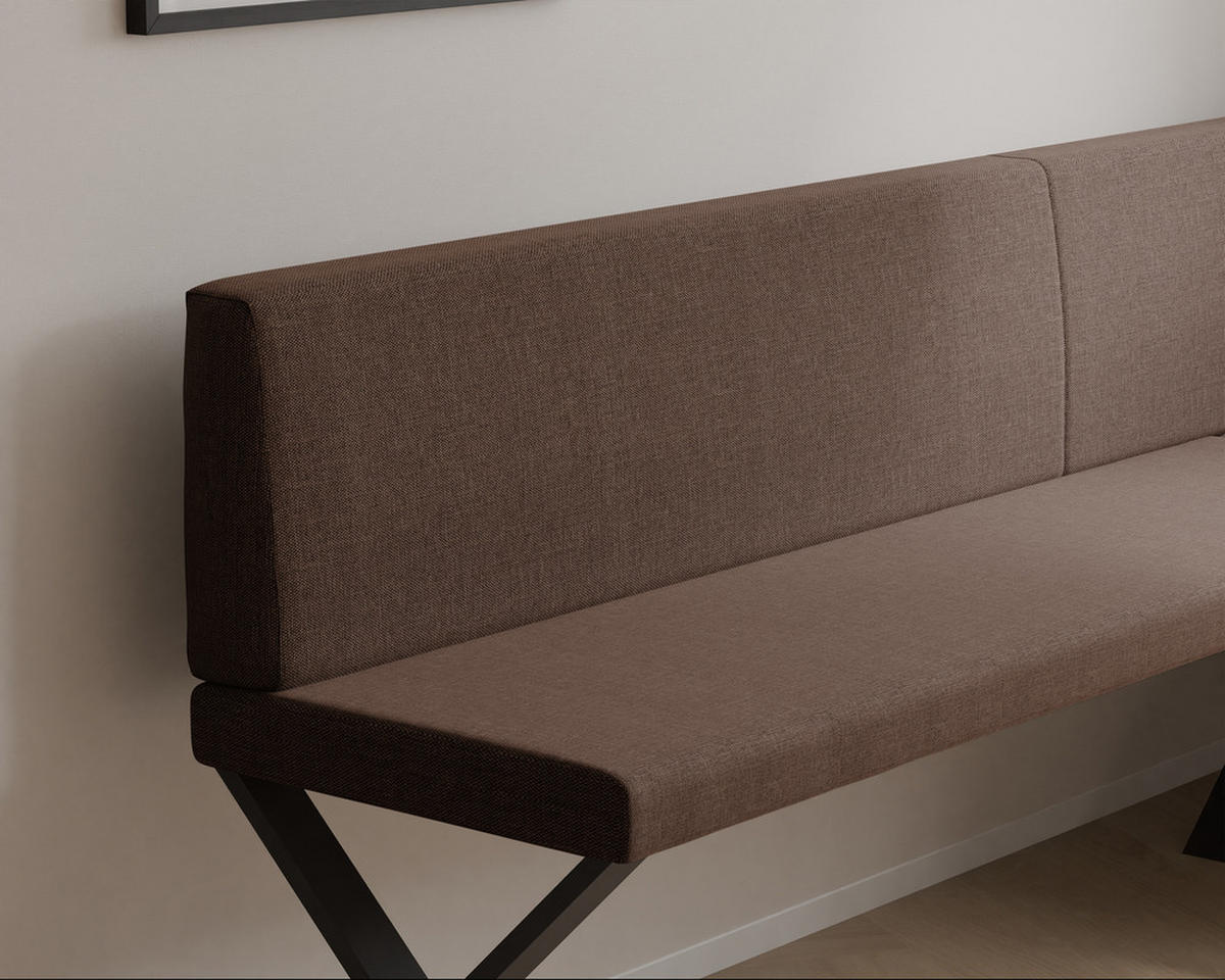 ECKBANK rechts VERO X Webstoff glatt, 128/168 cm Braun - Braun, Textil/Metall (128/168cm) - Idohome