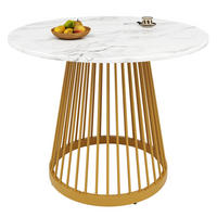 ESSTISCH 80/76/80 cm Weiß/Goldfarben aus MDF und Metall mit verstellbaren Füßen - Goldfarben, Holzwerkstoff (80/80/76cm) - OKMYHOME