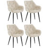 ARMLEHNENSTUHL 4er Set Samt Creme - Creme/Schwarz, Textil/Metall (58/83/62cm) - CLP