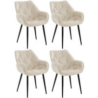 ARMLEHNENSTUHL 4er Set Samt Creme - Creme/Schwarz, Textil/Metall (58/83/62cm) - CLP