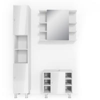 BADMÖBEL-SET Fynn Weiß Hochglanz 3 Teile, mit Hochschrank - Weiß Hochglanz/Weiß, Holzwerkstoff (60/54/32cm) - Vicco