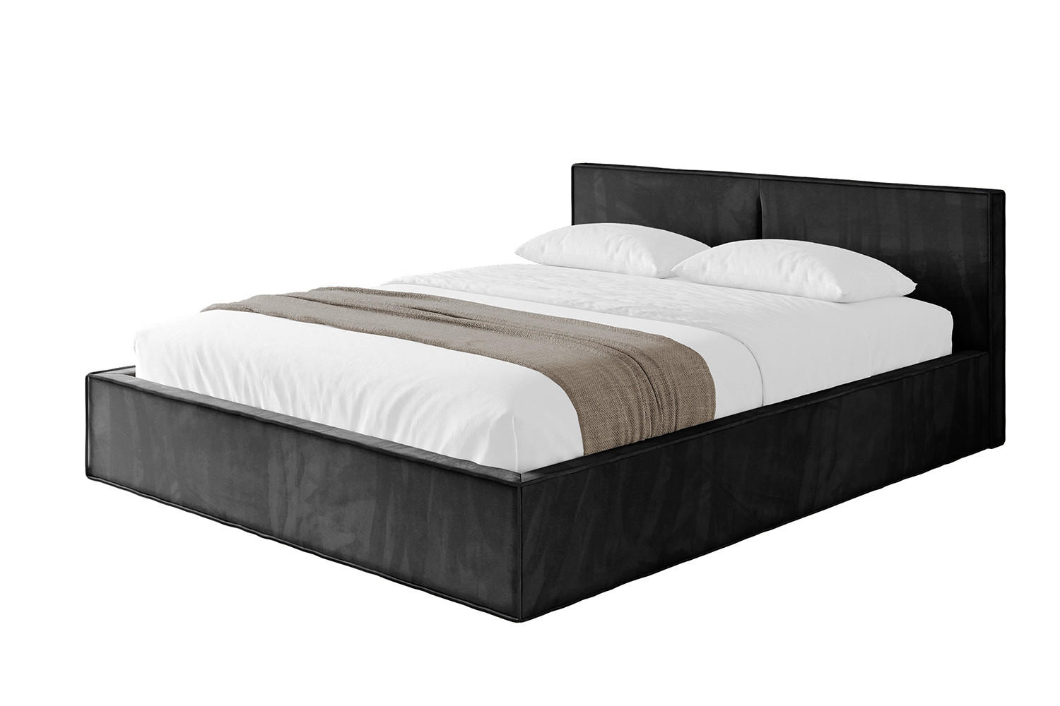 POLSTERBETT mit Bettkasten und Lattenrost, Bett mit Matratze H3/H4 - EMMI-V1 180x200 Schwarz - Schwarz, Holzwerkstoff/Textil (180/200cm) - ALTDECOR