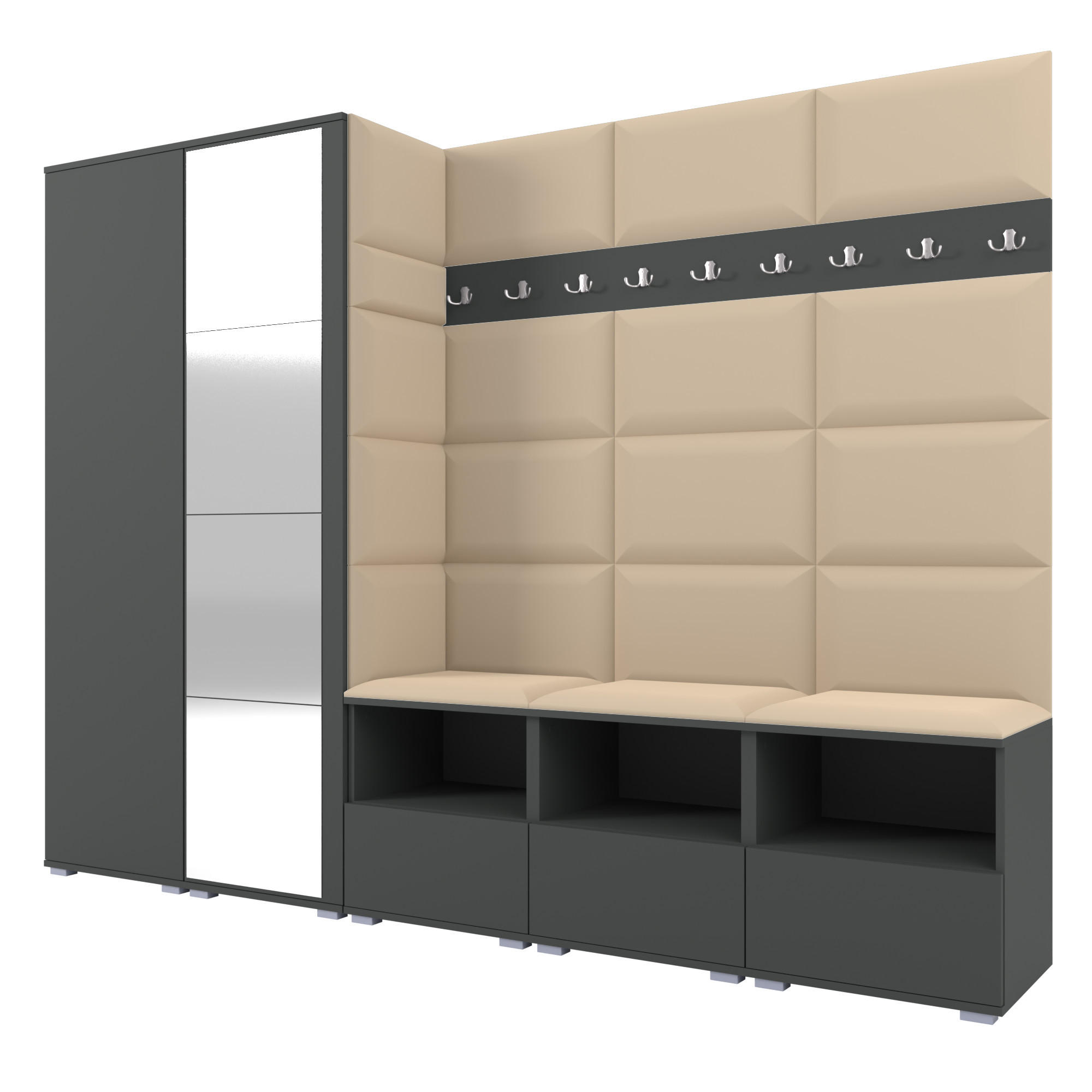 Ravio Garderobe Graphit, Beige 250x187x40 cm
