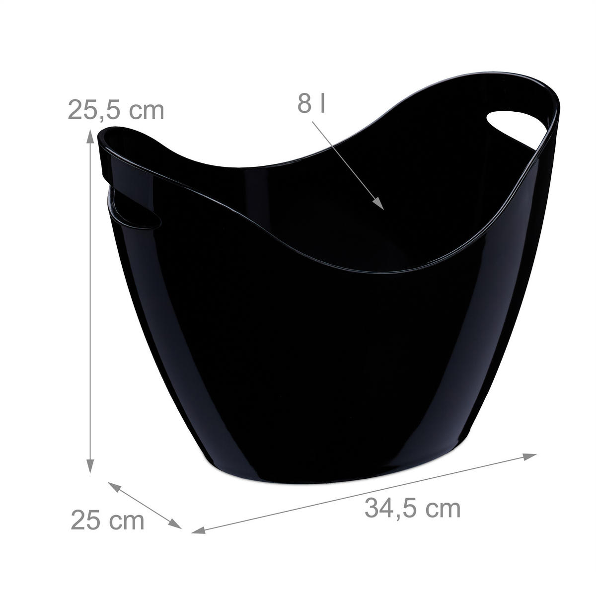 EISEIMER - Schwarz, Kunststoff (34.5/25.5cm) - Relaxdays