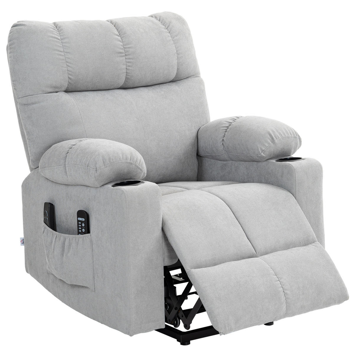 MASSAGESESSEL DE-06363 elektrisch, Wärme, 135° neigbar Hellgrau - Hellgrau, Textil/Metall (95/109/91cm) - ComfortXL