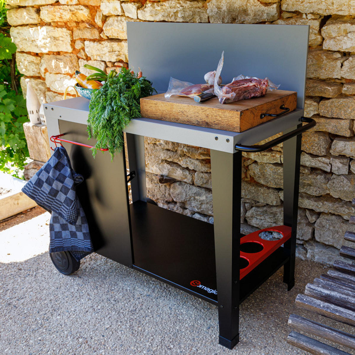 GESTELL Salvia Schwarz - Schwarz, Metall (57.5/104.5/103cm) - Somagic