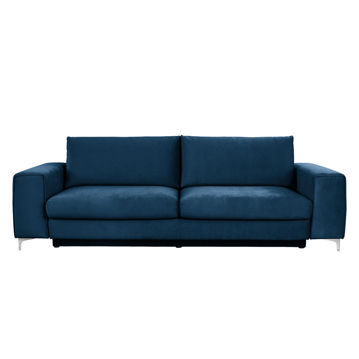 SCHLAFSOFA - Samt - Silberfarben/Petrol, Textil/Metall (265/91/105cm) - home24