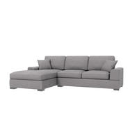 ECKSOFA Saga Hellgrau Cord - Hellgrau/Schwarz, Holz/Buchenholz (306/184cm) - S-Style Möbel