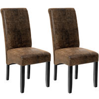 ESSZIMMERSTUHL 2er Set 44 x 63 x 106 cm antikbraun - Anthrazit/Braun, Textil (44/106/45cm) - tectake