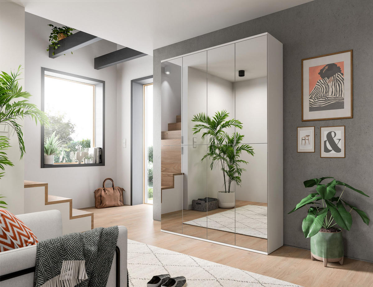 SPIEGELSCHRANK Projekt X Garderobe in weiß Nachbildung und Spiegelglas B/H/T: 30x193x34 cm - Weiß, Holzwerkstoff (30/193/34cm)