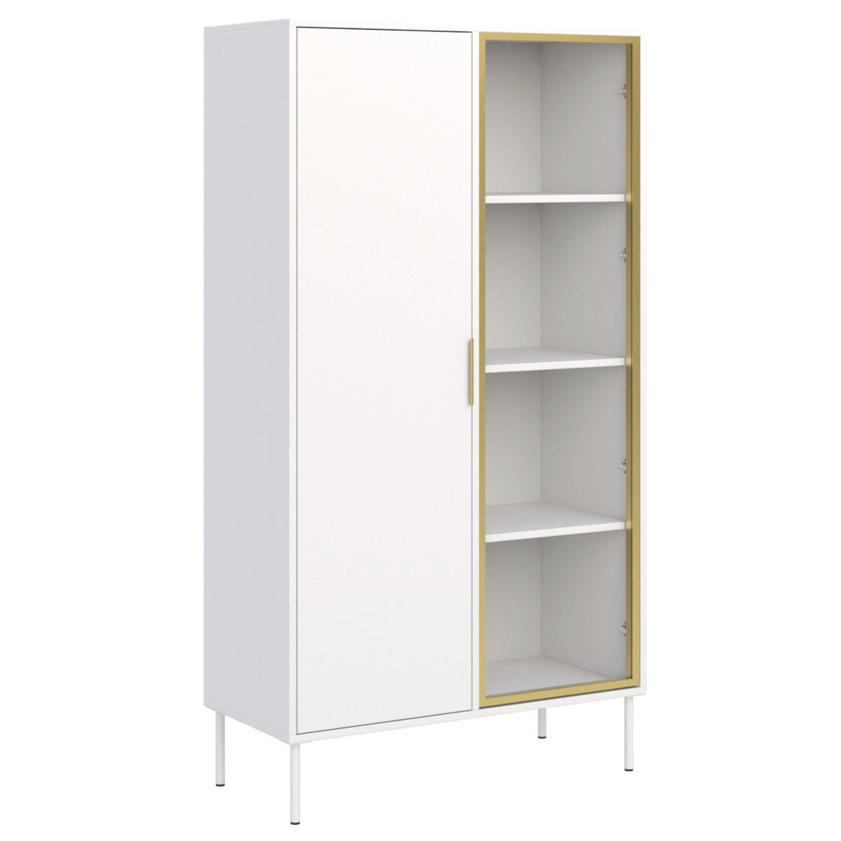 VITRÍNA Vena Biela 90 cm - biela/zlatá, kov/kompozitné drevo (90/160.2/40cm) - Selsey