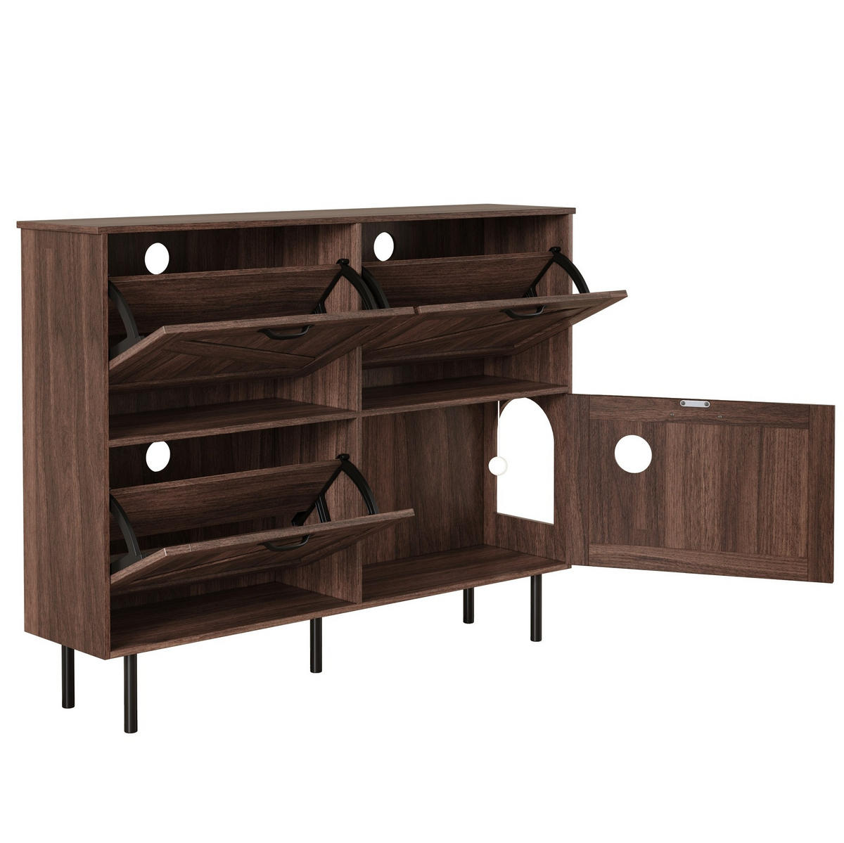 SCHUHSCHRANK aus Spanplatte 120x28x92cm in Walnussfarben mit Katzenspielzeug - Walnussfarben, Holzwerkstoff (120/92/28cm) - Modfu