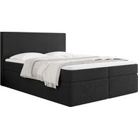 BOXBETT Terra mit Bettkasten, Boucle Schwarz 120/200 cm – 7-Zonen Taschenfederkern-Matratze & Komfortschaum-Topper - Schwarz, Holz/Holzwerkstoff (120/200cm) - WFL GROUP