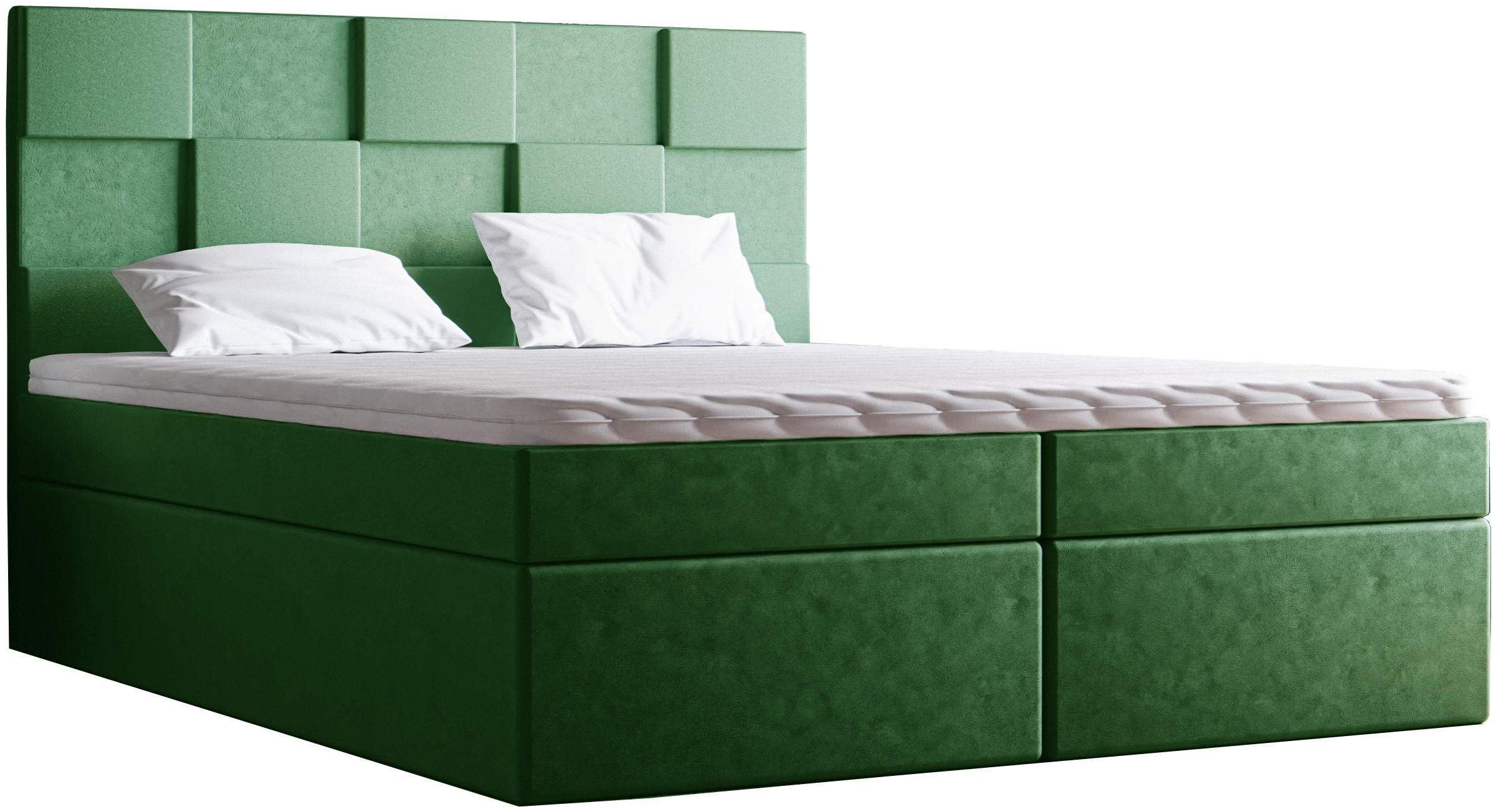 DOPPELBETT mit Matratze 200x200 Berg, Samtstoff, Bettkasten, Grün - Grün, Holz/Textil (200/200cm) - Emporius