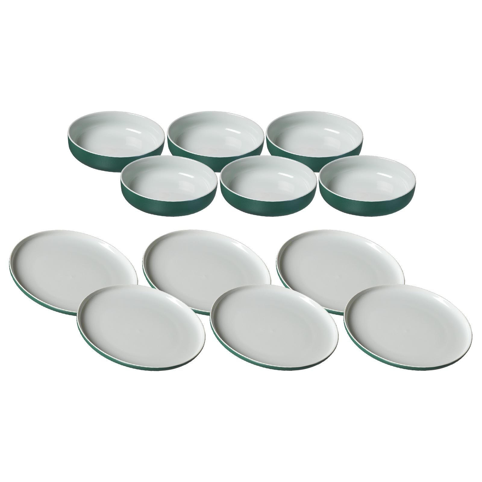 TELLER UND SCHALENSET Jasper grün 12er Set - Grün, Keramik (1/1/1cm) - Ritzenhoff Breker