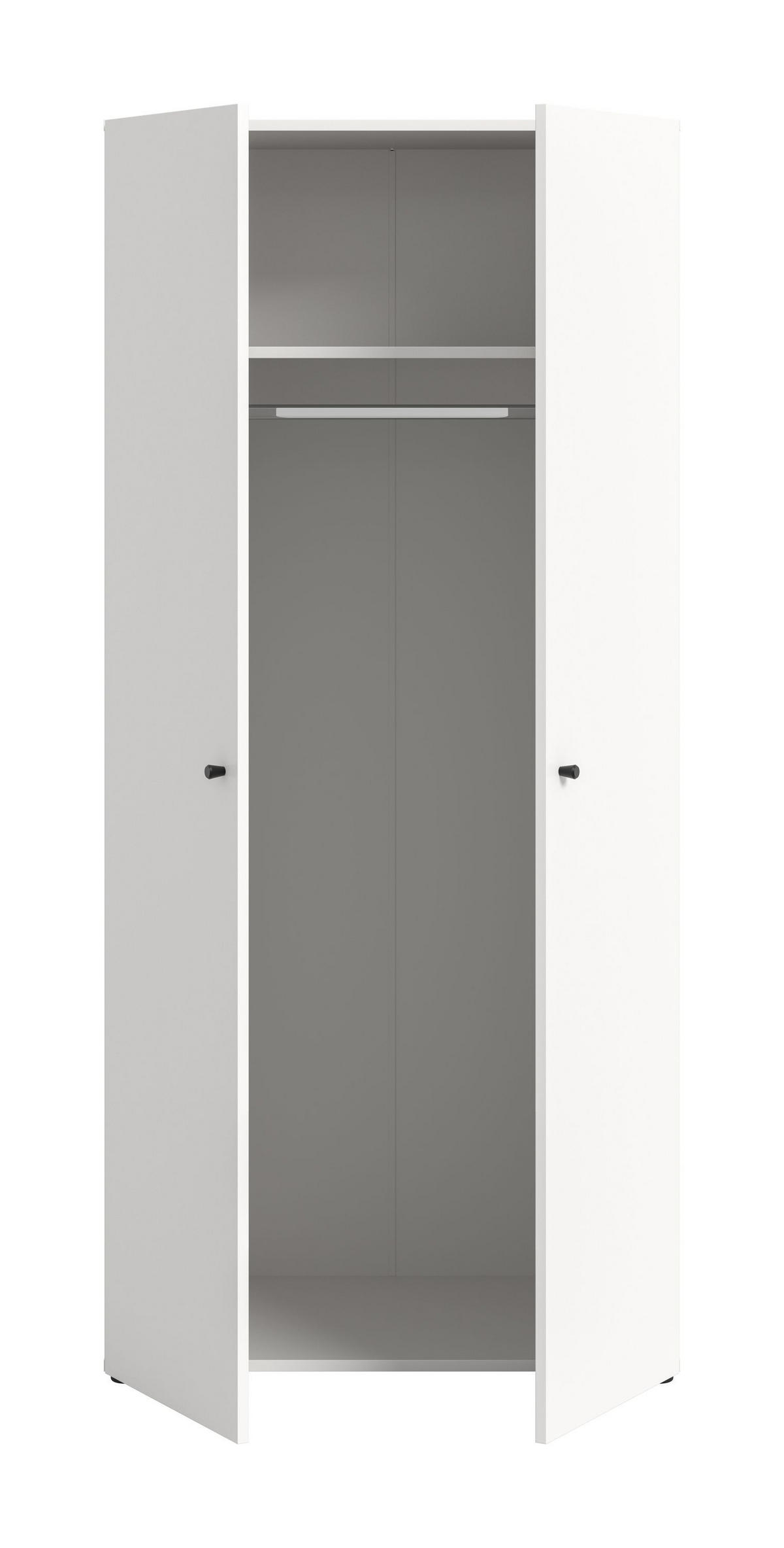 KLEIDERSCHRANK 2-türig DARWIN (B/H/T: ca. 80/176/51 cm) in Weiß/weiß - Weiß, Holzwerkstoff (80/176/51cm)