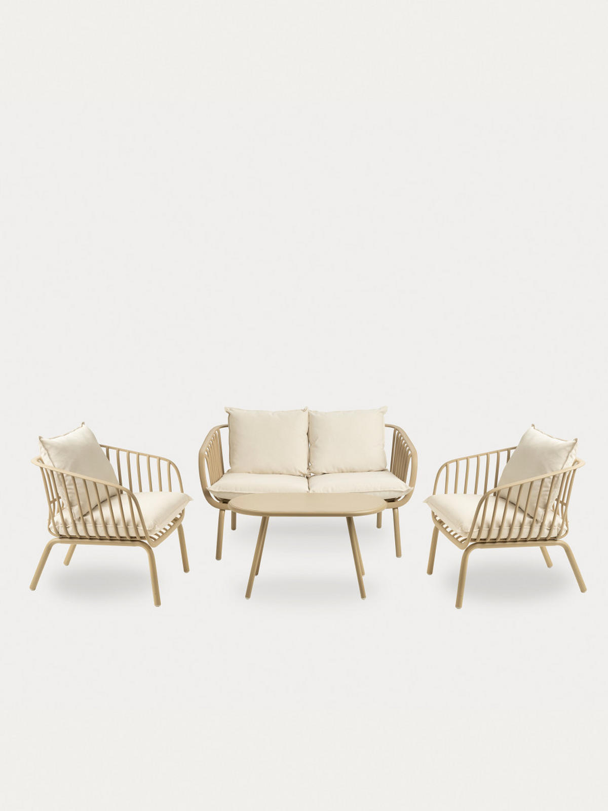 GARTENSET Madeira Beige - Beige, Metall - Kenay Home