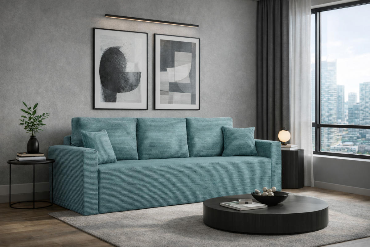 SCHLAFSOFA ZOOM Mit Bettkasten Stoff Zoom Hellblau - Hellblau, Holz/Textil (227/90/92cm) - Kaiser Möbel