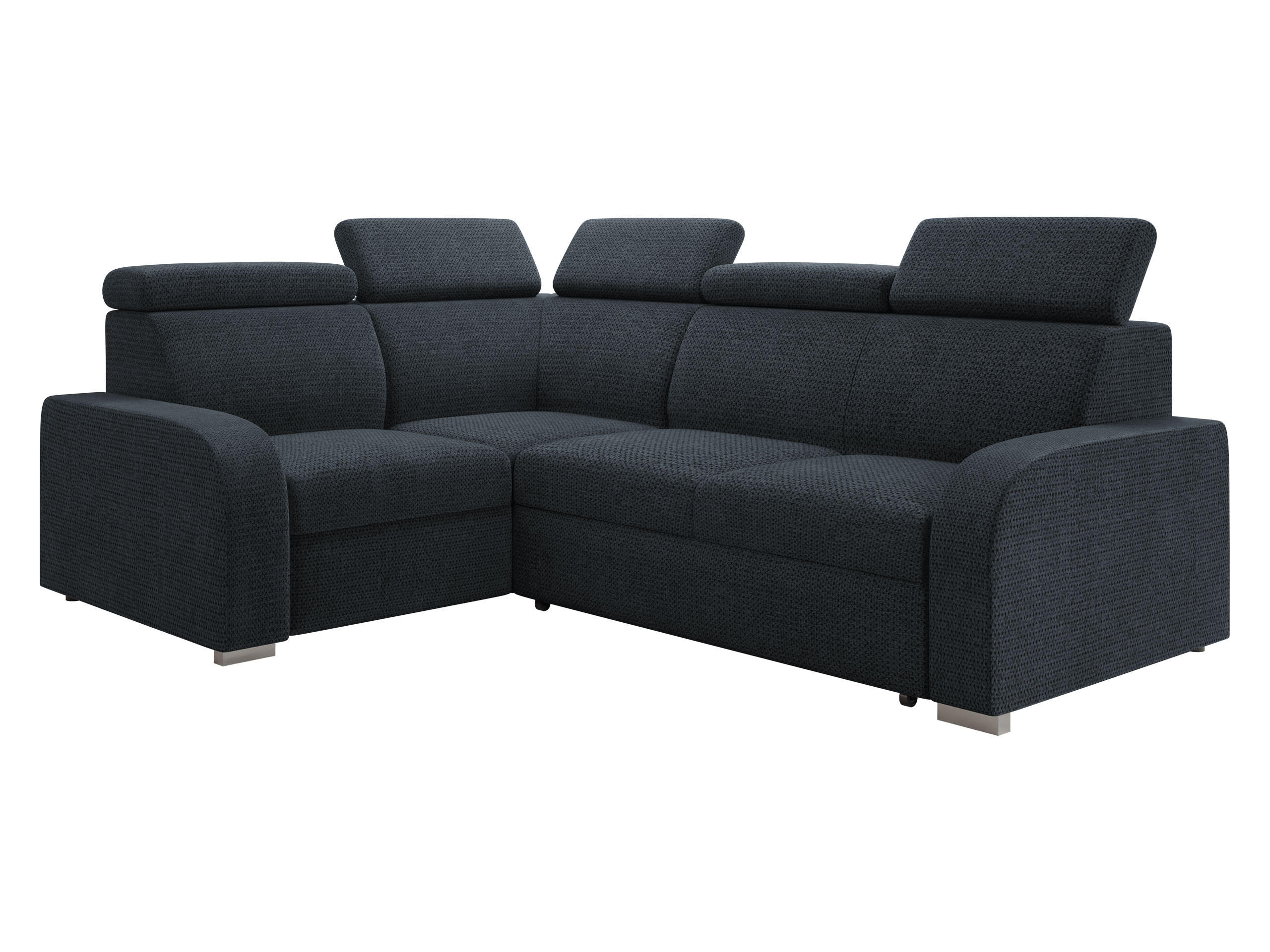 ECKSOFA Oslo 2rR1 80 - Silberfarben/Dunkelblau, Holz/Kunststoff (250/200cm) - MIRJAN24