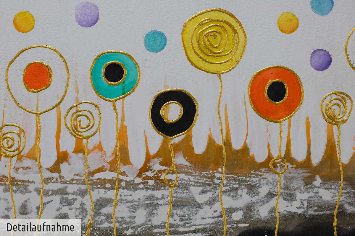 ACRYLBILD HANDGEMALT 120/40 cm - Goldfarben/Multicolor, Holz/Textil (1.5/40cm) - KUNSTLOFT