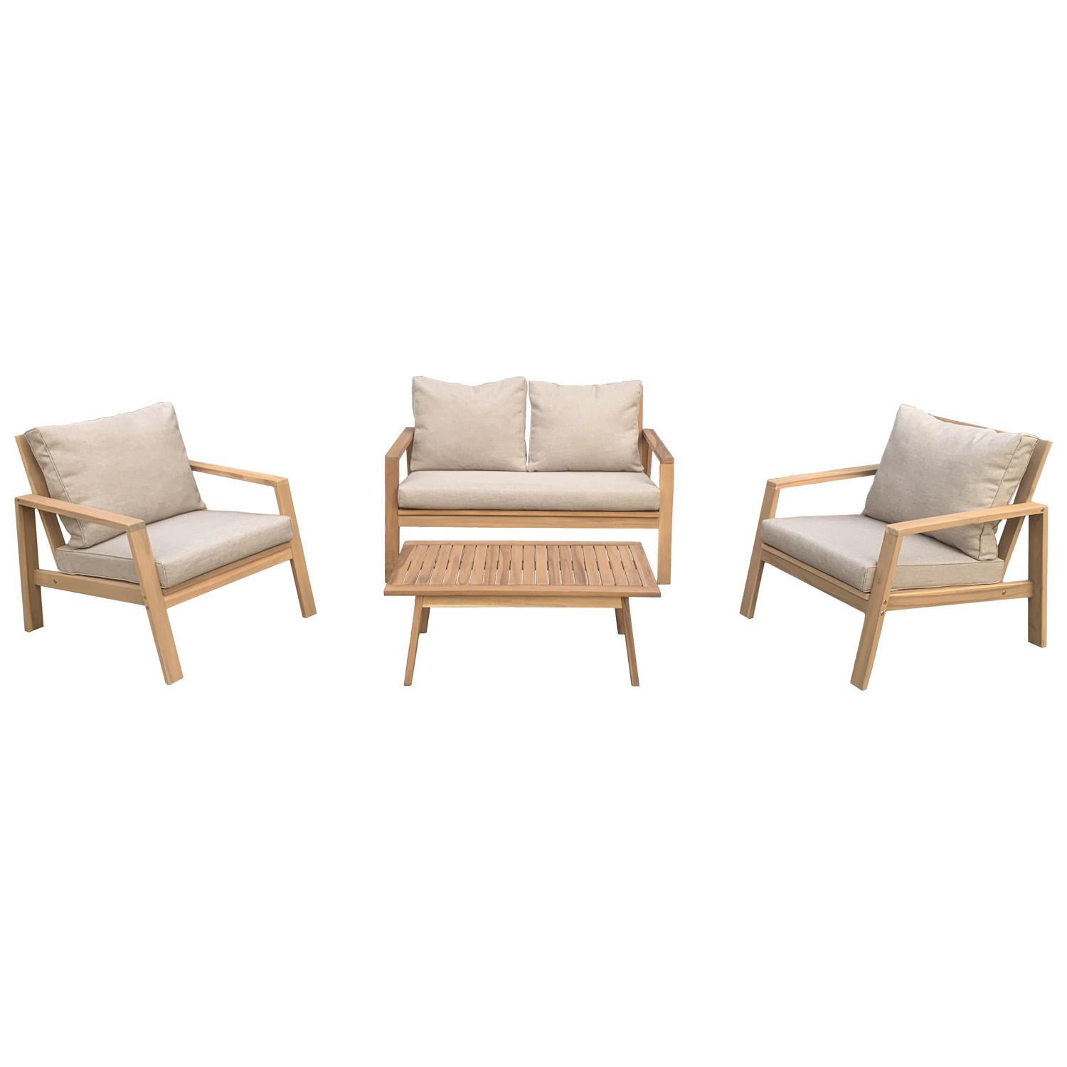 GARTENMÖBEL Gili Sand 4er-Set - Beige, Holz - Happy Garden